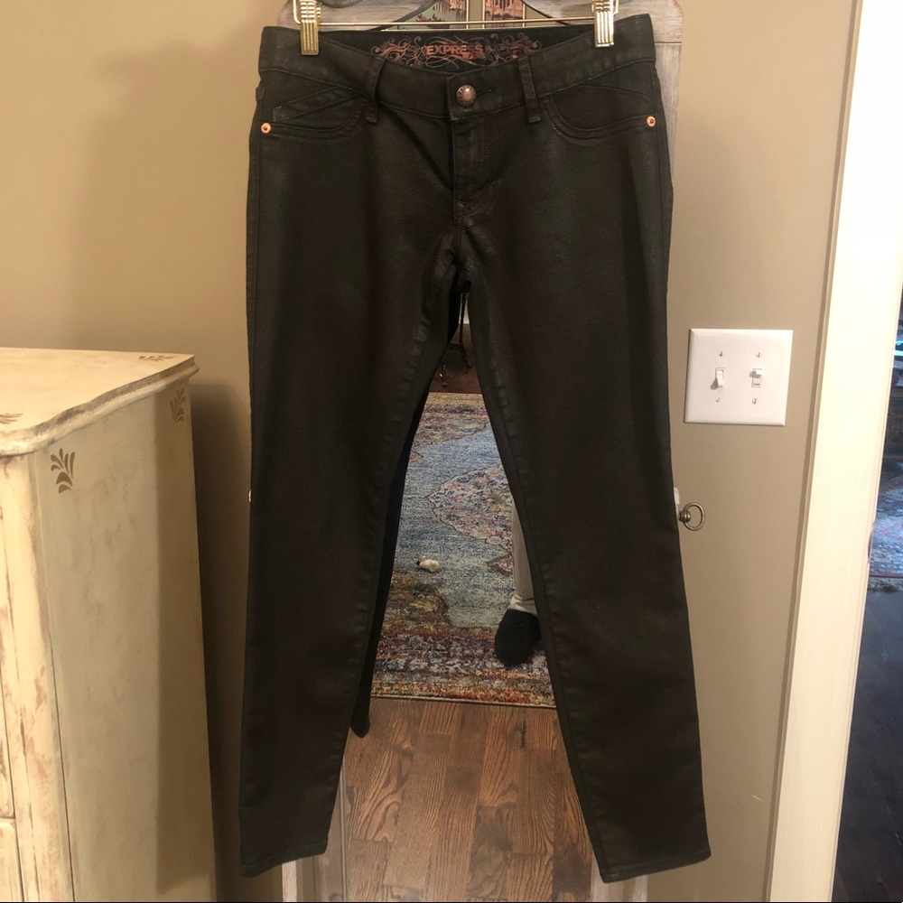 Coated Dark Brown Express Ankle Jeans
